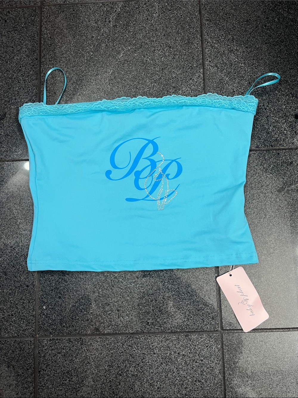 Baby Phat Turquoise Lace-Trim Tube Top